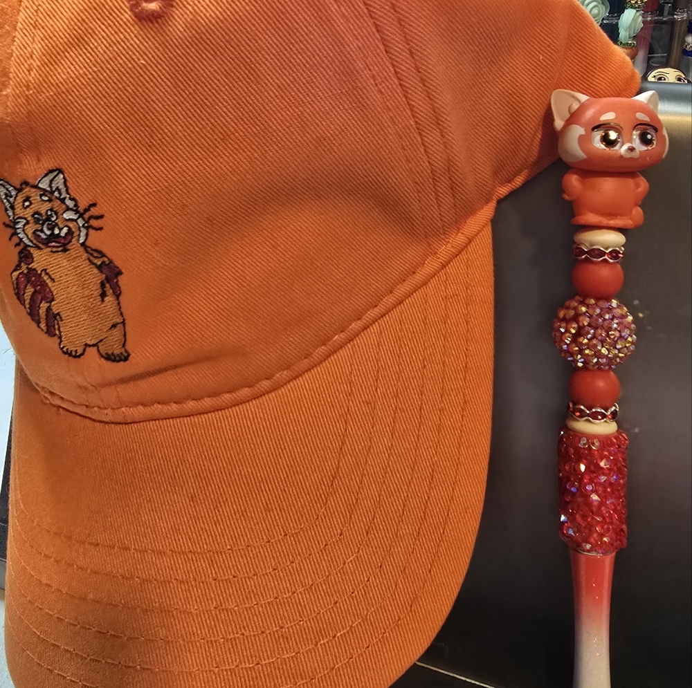 Disney Pixar Turning Red Embroideried Hat & Beaded Pen Set
